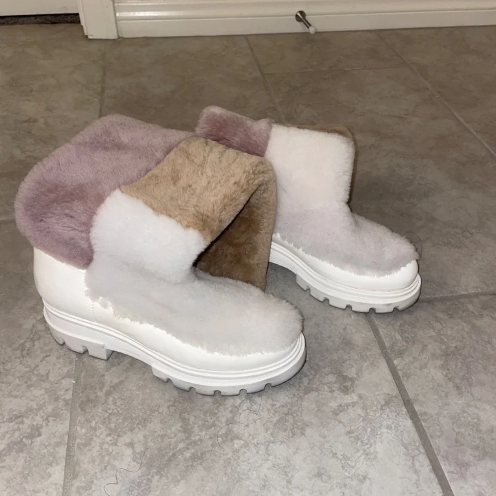 FREE PEOPLE Happy Thoughts  Color Block Shearling Boots Size 38/8
